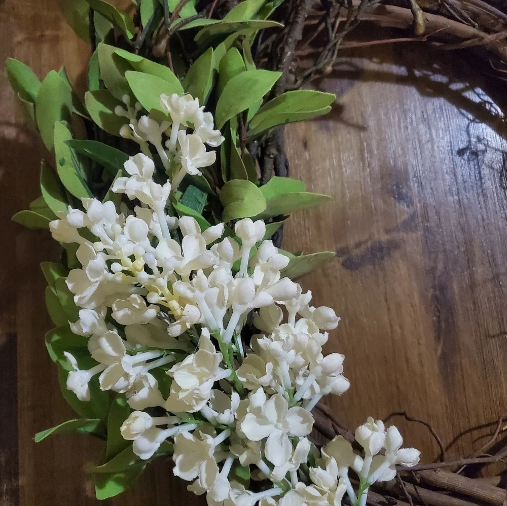 Beautiful Wreath with Faux Greenery & Flowers - Farmhouse Boho Bohemian Cottage